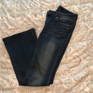 Denim flare leg mid-rise jeans